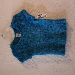 Girl Identity Short Sleeved Metallic Fuzzy Sweater